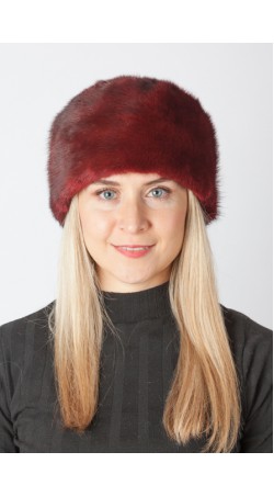 Red-cherry mink fur hat